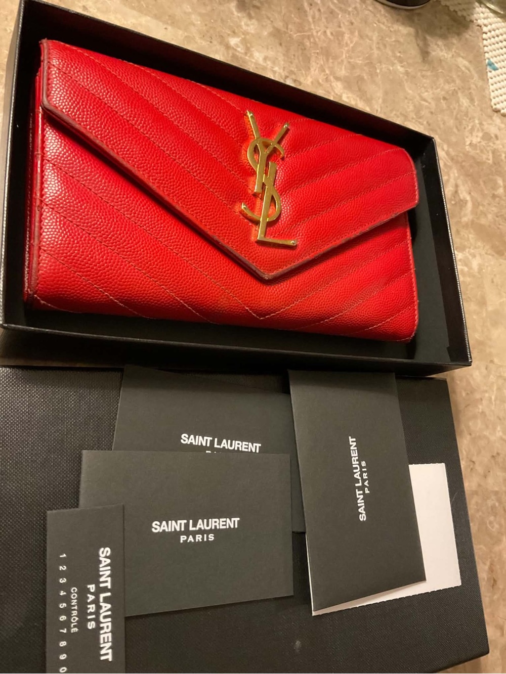 Saint Laurent Red Quilted Leather Wallet on Chain - Picture 13 of 15